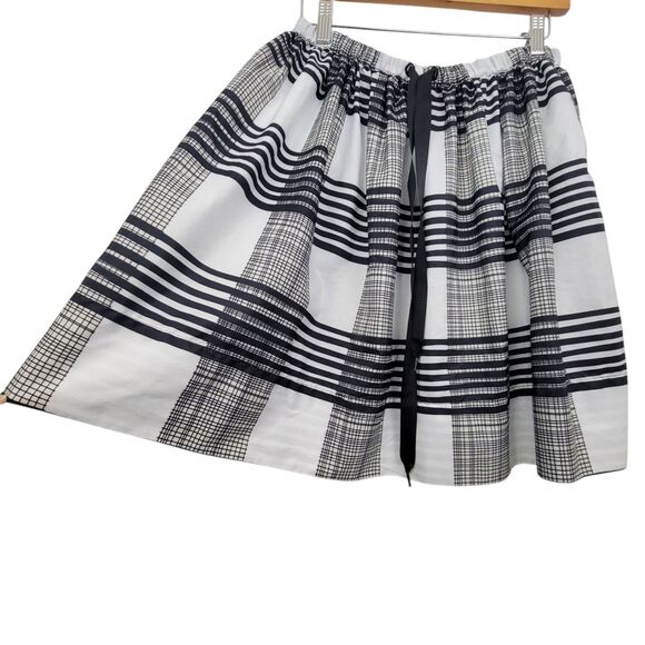 Jo Fresh Black And White Checkered Elastic Waist Drawstring Skirt M - Picture 3 of 6
